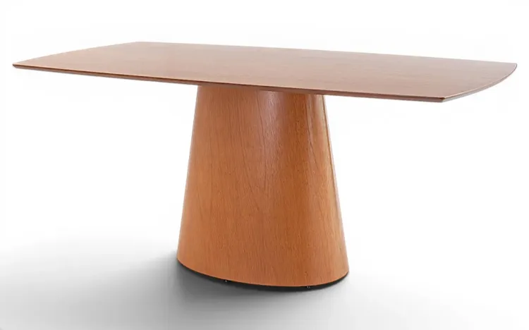 MESA PARA 8 LUGARES RETÂNGULAR BASE OVAL LINEA 180x90CM VERNIZ JATOBÁ